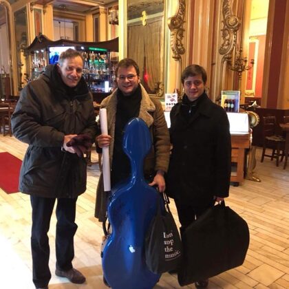 With two good friends : With Matthias Dulack loan of my cello and Péter Dobszay conductor,