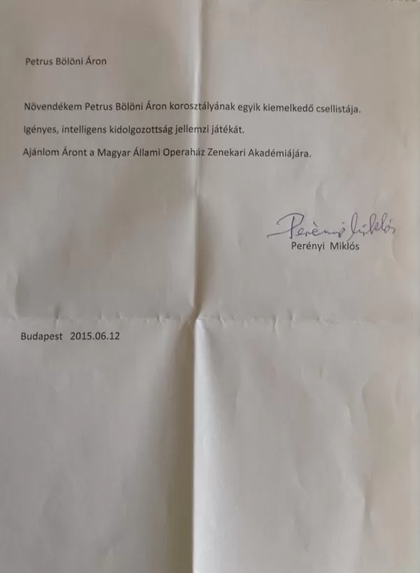 Recommendation from Miklós Perényi cellist